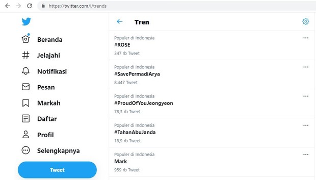 Tagar Rose trending 1 di TwitterFoto:twitter/haniarf_