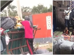 Miris! Ibu Mengais Sisa Makanan di Tong Sampah agar Anaknya Tak Kelaparan