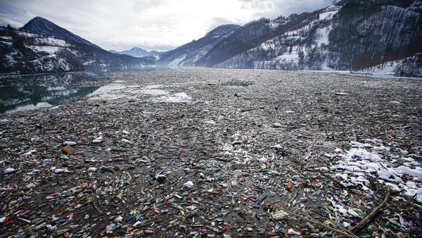 Lautan Sampah Padati Danau di Serbia