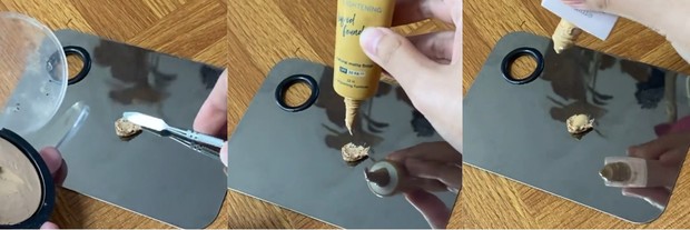 Mencampurkan Foundation/Foto: instagram.com/ayie0608 Mencampurkan Foundation/Foto: instagram.com/ayie0608