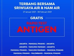 Sriwijaya Air Gratiskan Rapid Test Antigen Buat Penumpang