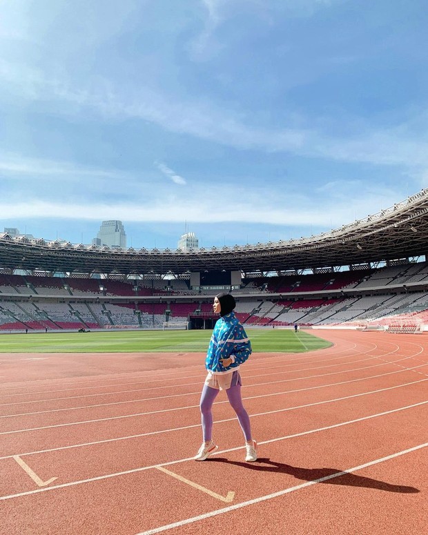 Tantri Namirah sering mengenakan running short pants ketika berolahraga. Sumber: Instagram: @tantrinamirah Tantri Namirah