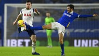 Brighton & Hove Albion vs Tottenham Hotspur berlangsung di Amex Stadium pada Senin (1/2/2021) dini hari WIB. Mike Hewitt/Pool via AP.