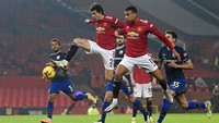 Manchester United bertanding melawan Southampton di Old Trafford, Rabu (3/2/2021) dini hari WIB. Laurence Griffiths/Pool via AP.