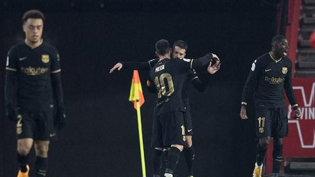 Barcelona menang dramatis di perempatfinal Copa del Rey musim ini. Foto: AFP/JORGE GUERRERO
