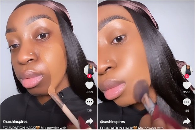 Foto: tiktok.com/sashinspires tiktok makeup hack.