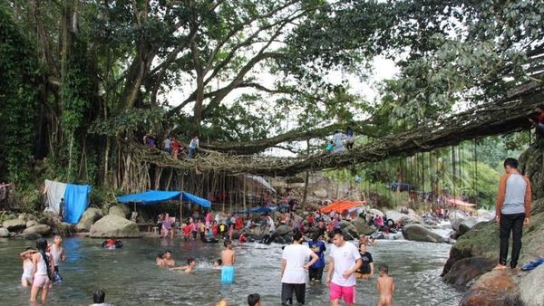 Selama Libur Lebaran, Jembatan Akar di Sumbar Penuh Wisatawan
