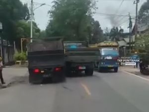 Viral Truk TNI AL Pepet Truk Ugal-ugalan di Jalan Pontianak, Ini Ceritanya