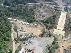 Penampakan Proyek Bendungan Sumbawa Barat dari Udara