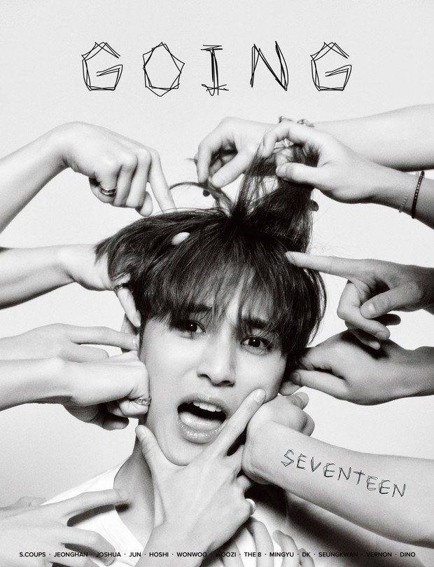 Preview back cover majalah Potret Mingyu SEVENTEEN dalam nuansa hitam-putih untuk back cover majalah
