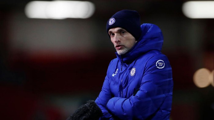 SHEFFIELD, ENGLAND - FEBRUARY 07: Thomas Tuchel, Manager of Chelsea speaks to the media following the Premier League match between Sheffield United and Chelsea at Bramall Lane on February 07, 2021 in Sheffield, England. Sporting stadiums around the UK remain under strict restrictions due to the Coronavirus Pandemic as Government social distancing laws prohibit fans inside venues resulting in games being played behind closed doors. (Photo by Lee Smith - Pool/Getty Images)