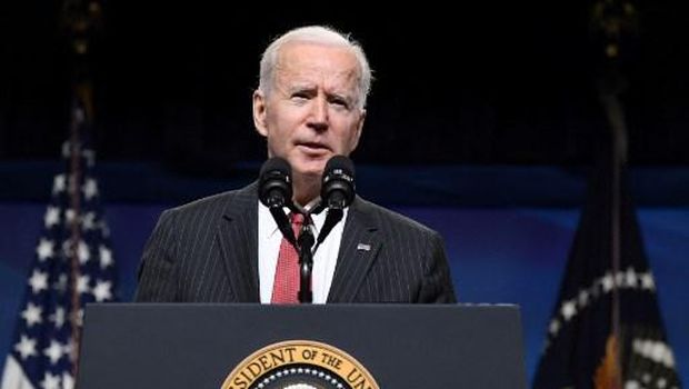 US President Joe Biden speaks about the situation in Myanmar in the South Court Auditorium of the Eisenhower Executive Office Building in Washington, DC, on February 10, 2021. - Biden said Wednesday that the United States was taking actions against Myanmar's military including freezing their access to US-based assets as he urged generals to relinquish power. (Photo by SAUL LOEB / AFP)