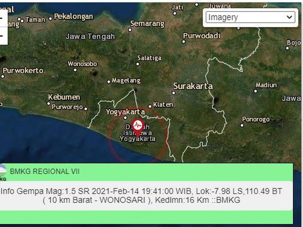 Gempa Darat M 1,5 Terjadi di Wonosari Gunungkidul