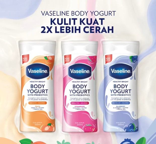 Rekomendasi bodycare formula yogurt/ foto: instagram.com/vaselineid/ Rekomendasi bodycare formula yogurt