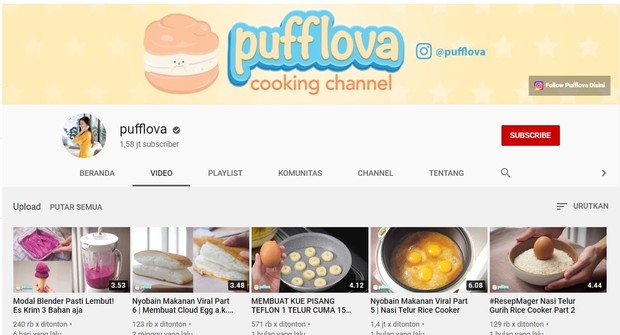 Pufflova Kanal memasak bernama Pufflova