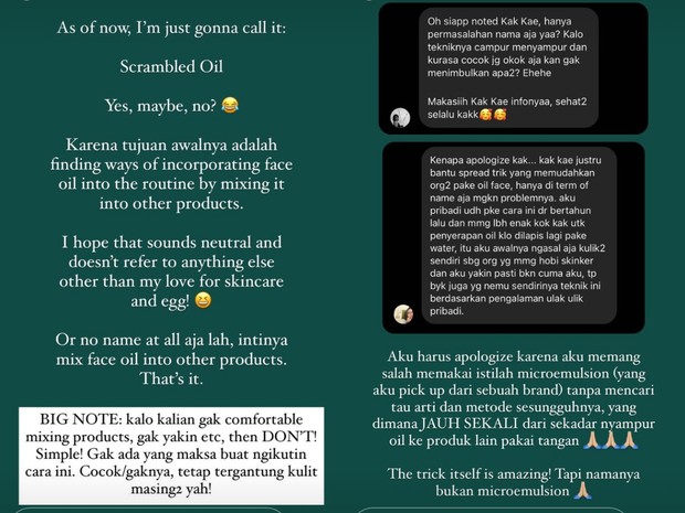 Scramble Oil awalnya diberi nama micro emulsion/instagram.com/kaepratiwi