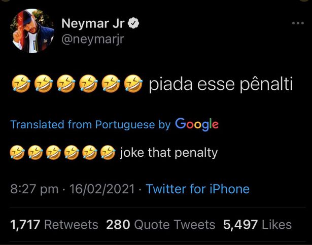 Tweet Neymar