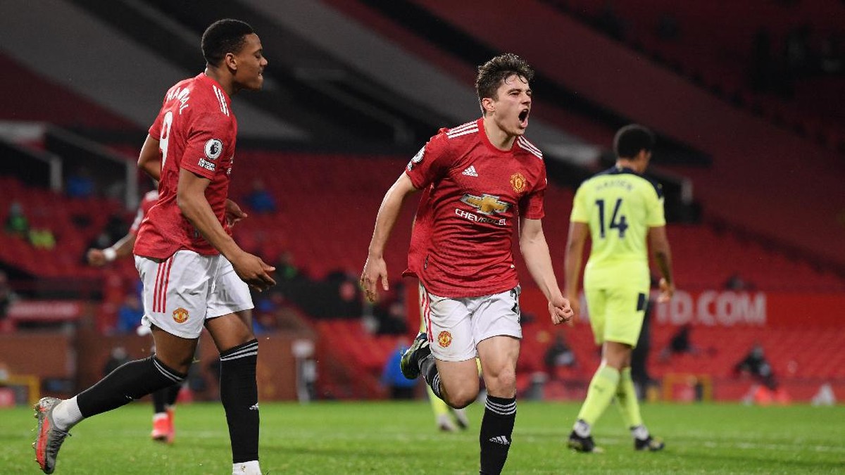 Daniel James melesakkan satu gol untuk Man United saat melawan Newcastle United. (Foto: Getty Images/Stu Forster)