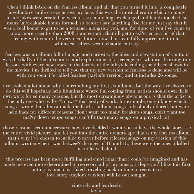 Postingan Taylor Swift Taylor Swift membagikan postingan misterius untuk fans