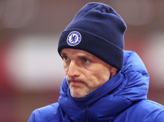 SOUTHAMPTON, ENGLAND - FEBRUARY 20: Thomas Tuchel, Manager of Chelsea is interviewed following the Premier League match between Southampton and Chelsea at St Mary's Stadium on February 20, 2021 in Southampton, England. Sporting stadiums around the UK remain under strict restrictions due to the Coronavirus Pandemic as Government social distancing laws prohibit fans inside venues resulting in games being played behind closed doors. (Photo by Michael Steele/Getty Images)