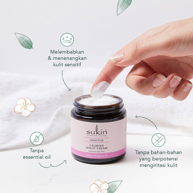 Sukin Sensitive Calming Night Cream/instagram.com/sukinskincare_idn Rekomendasi pelembap wajah untuk kulit sensitif
