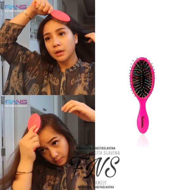 Detangling Brush warna pink untuk menyisir rambut/instagram.com/fashion_nagitaslavina