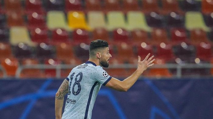 Olivier Giroud Chelseas Olivier Giroud during the Champions League, round of 16, first leg soccer match between Atletico Madrid and Chelsea at the National Arena stadium in Bucharest, Romania, Tuesday, Feb. 23, 2021. (AP Photo/Vadim Ghirda)