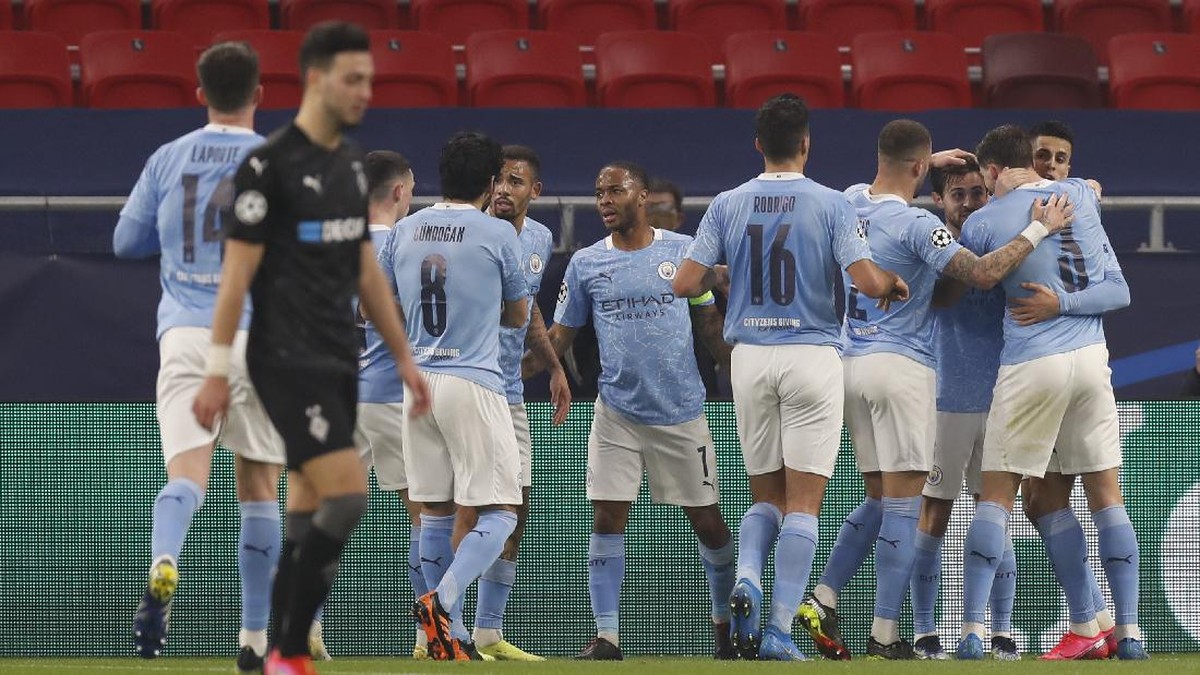 Man CIty tetap memburu kemenangan saat berjumpa Borussia Moenchengaldabch meski sudah unggul agregat 2-0 (Foto: AP/Laszlo Balogh)