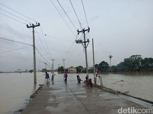 Jalan Penghubung 2 Desa di Karawang Terputus Akibat Terendam Banjir