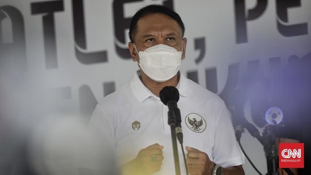 Menteri Pemuda dan Olahraga Zainudin Amali saat memberikan keterangan di Jakarta, Jumat, 26 Februari 2021.