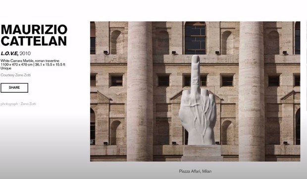 Pajangan estetik Maurizio Cattelan - L.O.V.E, 201 White Carrara Marble.