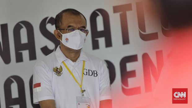 Sesmenpora Gatot S Dewa Broto saat memberikan keterangan di Jakarta, Jumat, 26 Februari 2021.