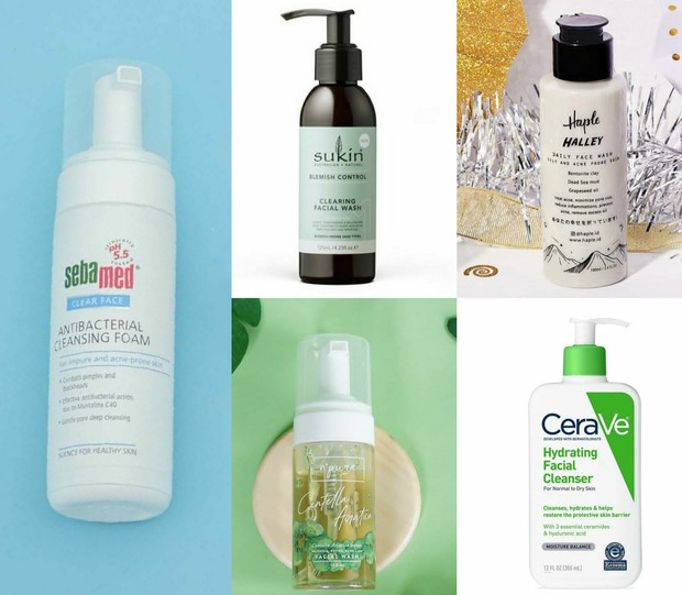 Rekomendasi produk gentle face cleanser/Foto: Instagram.com/sebamed.id/sukinskincare_idn/haple.id/npureofficial Pinterest.com/CeraVe face wash bisa jadi penyebab jerawat