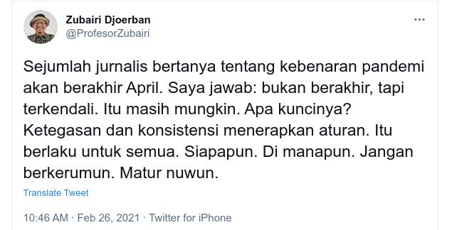 Unggahan Profesor Zubairi Djoerban