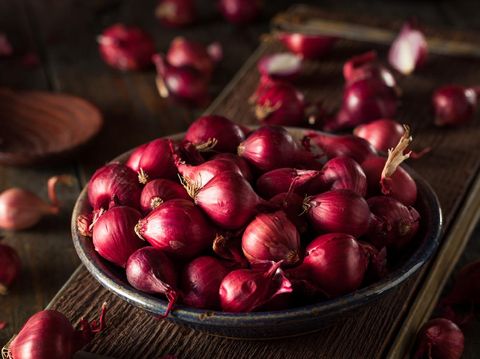 Organic Red Pearl Onions in a Bowl