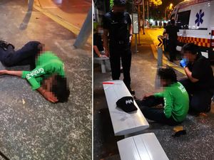 Kelelahan Kerja, Ojol Pengantar Makanan Ini Pingsan di Halte Bus! Kelelahan Kerja, Ojol Pengantar Makanan Ini Pingsan di Halte Bus!