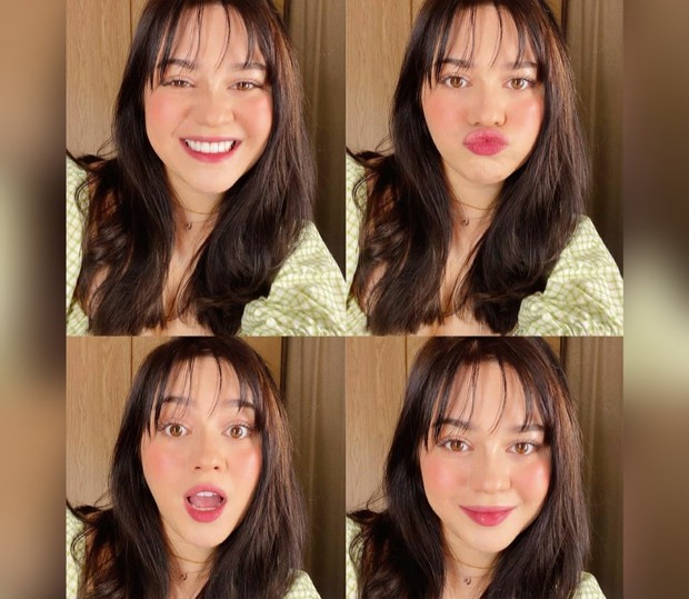 Gaya poni 5 helai ala Sarah Ayu/Foto: Instagram.com/sarahayuh_ artis berponi imut