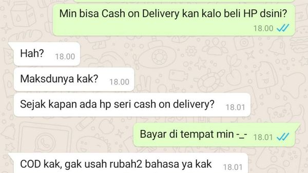 6 Chat Membingungkan di Olshop Pakai Bahasa Inggris, Lucunya Bikin Gelay