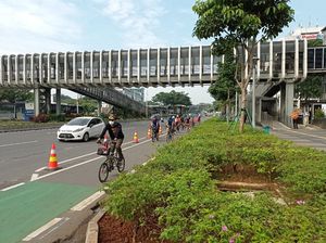 Cegah Pemotor Masuk Jalur Sepeda Permanen di Sudirman, Dishub Berjaga
