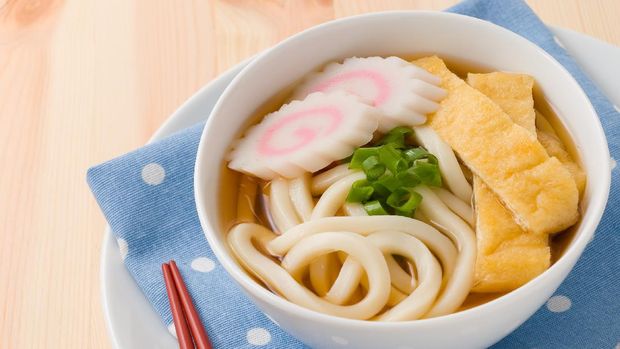 Udon is a type of thick wheat-flour noodle popular in Japanese cuisine.