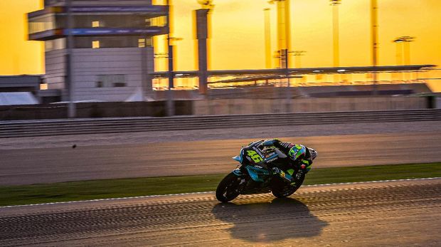 Valentino Rossi pada tes hari pertama MotoGP 2021 di Sirkuit Losail, Qatar, Sabtu (6/3).