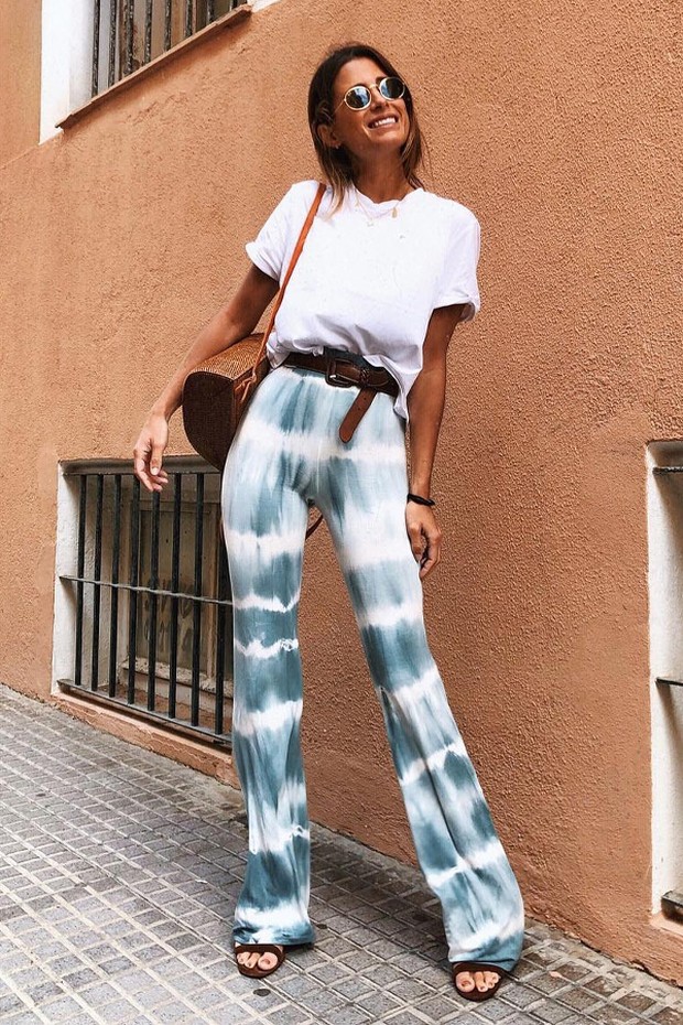 T-Shirt with Tye Dye Wide Pants