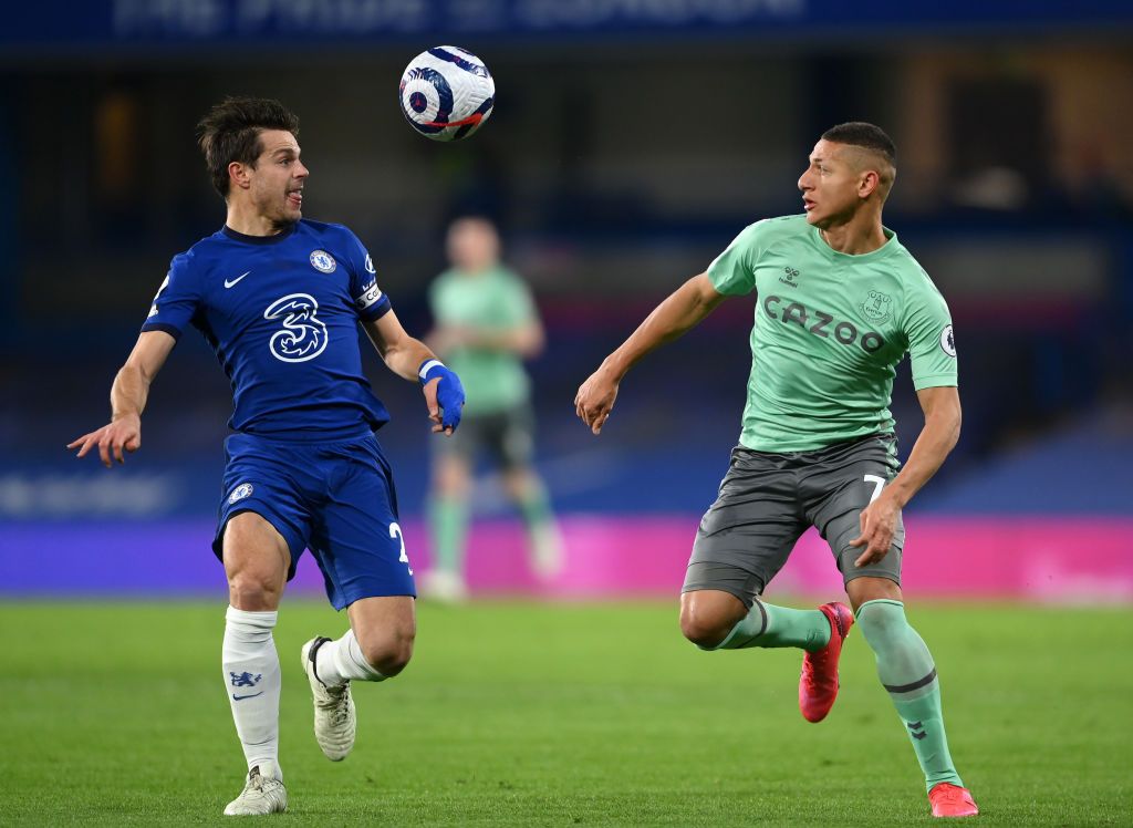 LONDON, ENGLAND - MARCH 08: during the Premier League match between Chelsea and Everton at Stamford Bridge on March 08, 2021 in London, England. Sporting stadiums around the UK remain under strict restrictions due to the Coronavirus Pandemic as Government social distancing laws prohibit fans inside venues resulting in games being played behind closed doors. (Photo by Mike Hewitt/Getty Images)