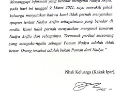 Keluarga Bantah Pengakuan  Orang yang Ngaku Paman Nadya Arifta