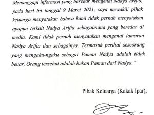 Keluarga Bantah Pengakuan Orang yang Ngaku Paman Nadya Arifta Keluarga Bantah Pengakuan Orang yang Ngaku Paman Nadya Arifta
