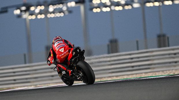 Jack Miller pada hari pertama tes kedua MotoGP 2021 di Sirkuit Internasional Losail, Qatar, Rabu 10/3).