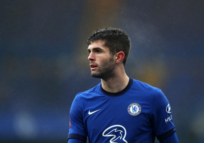 LONDON, ENGLAND - JANUARY 24: Christian Pulisic of Chelsea  during The Emirates FA Cup Fourth Round match between Chelsea and Luton Town at Stamford Bridge on January 24, 2021 in London, England. Sporting stadiums around the UK remain under strict restrictions due to the Coronavirus Pandemic as Government social distancing laws prohibit fans inside venues resulting in games being played behind closed doors. (Photo by Catherine Ivill/Getty Images)