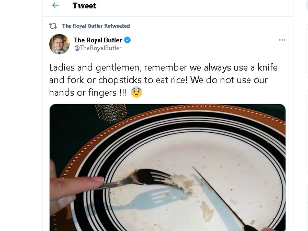 Pakar Etiket Dikritik Netizen Asia, Sebut Makan Nasi Harus Pakai Pisau Pakar Etiket Dikritik Netizen Asia, Sebut Makan Nasi Harus Pakai Pisau