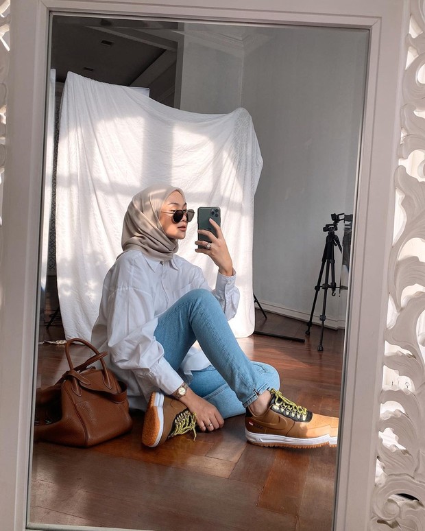 Mix and match jeans/Foto: instagram.com/indahmadapuspita mix and match skinny jeans