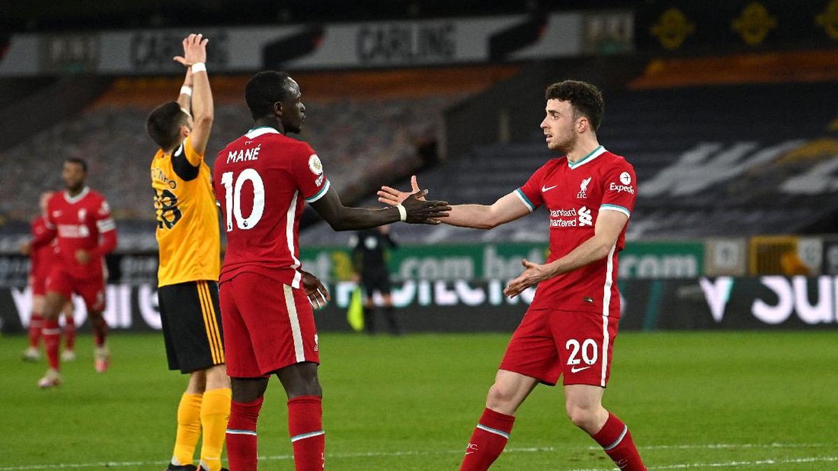 Diogo Jota bawa Liverpool unggul 1-0 atas Wolverhampton di babak pertama. (Foto: Getty Images/Pool)